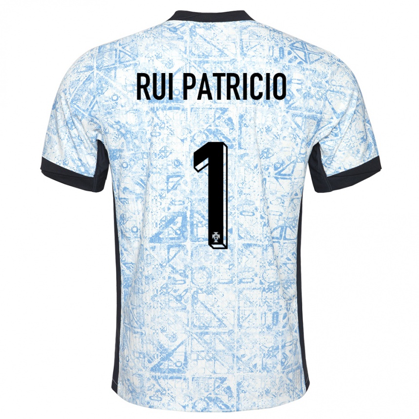 Kids Football Portugal Rui Patricio #1 Cream Blue Away Jersey 24-26 T-Shirt