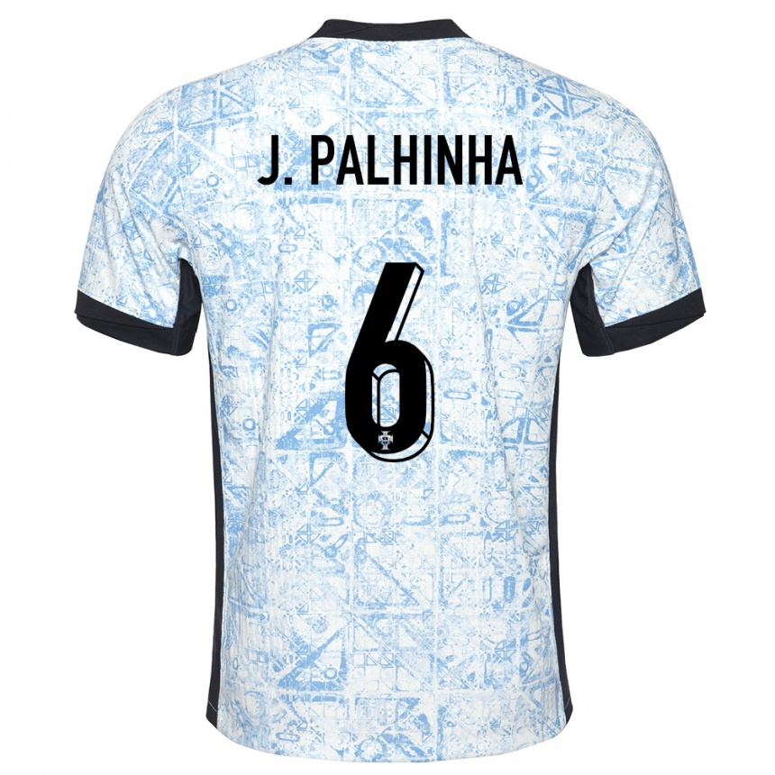 Kids Football Portugal Joao Palhinha #6 Cream Blue Away Jersey 24-26 T-Shirt