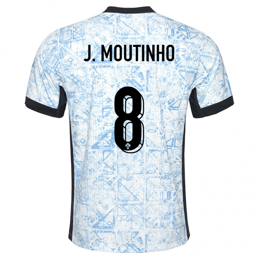 Kids Football Portugal Joao Moutinho #8 Cream Blue Away Jersey 24-26 T-Shirt
