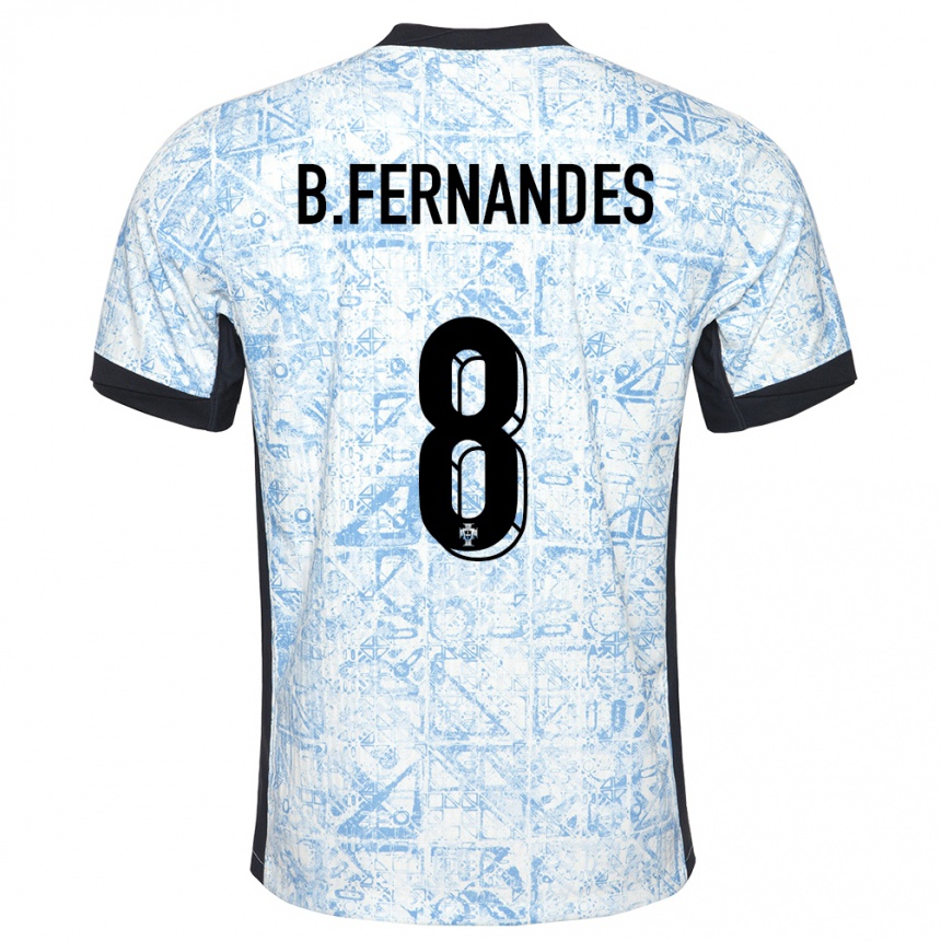 Kids Football Portugal Bruno Fernandes #8 Cream Blue Away Jersey 24-26 T-Shirt