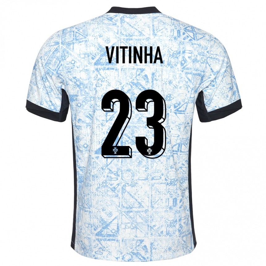 Kids Football Portugal Vitinha #23 Cream Blue Away Jersey 24-26 T-Shirt