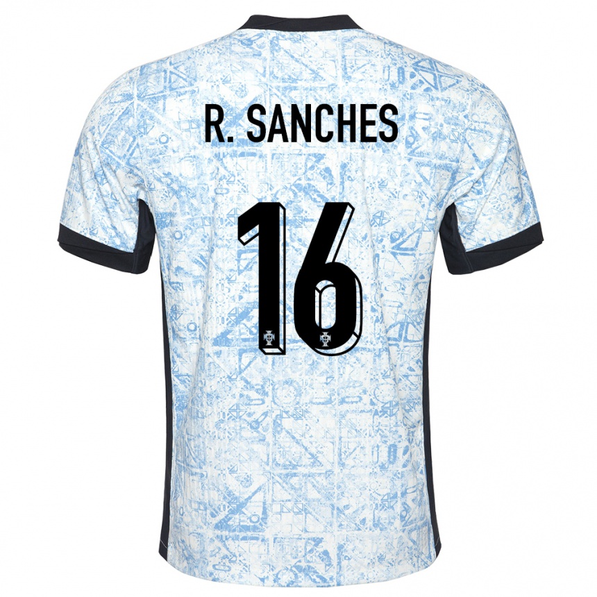 Kids Football Portugal Renato Sanches #16 Cream Blue Away Jersey 24-26 T-Shirt