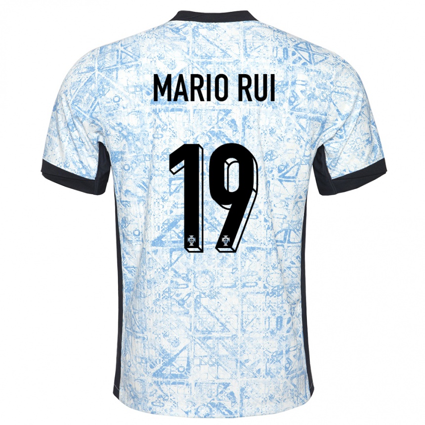 Kids Football Portugal Mario Rui #19 Cream Blue Away Jersey 24-26 T-Shirt