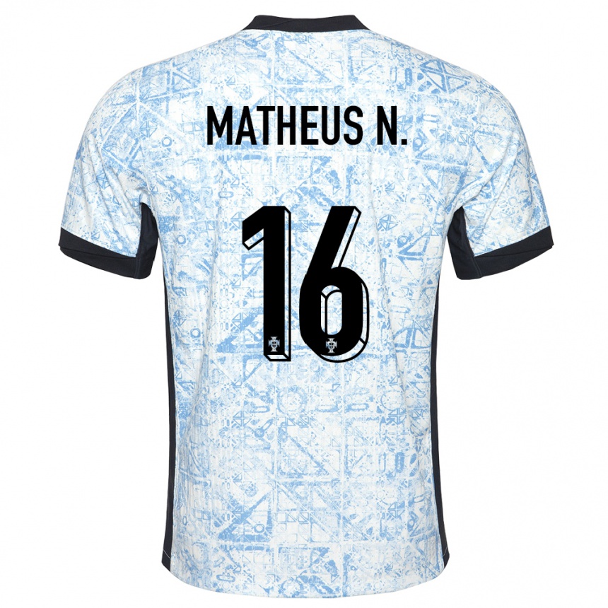 Kids Football Portugal Matheus Nunes #16 Cream Blue Away Jersey 24-26 T-Shirt