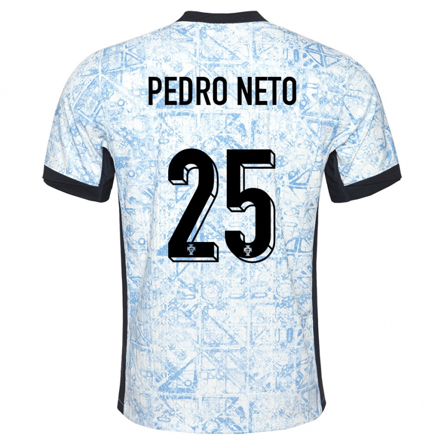 Kids Football Portugal Pedro Neto #25 Cream Blue Away Jersey 24-26 T-Shirt