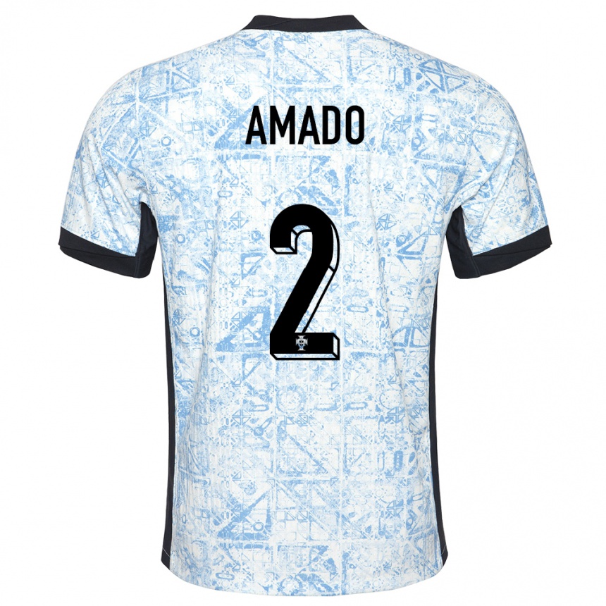 Kids Football Portugal Catarina Amado #2 Cream Blue Away Jersey 24-26 T-Shirt