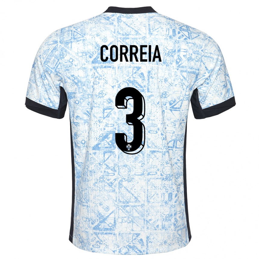 Kids Football Portugal Alicia Correia #3 Cream Blue Away Jersey 24-26 T-Shirt