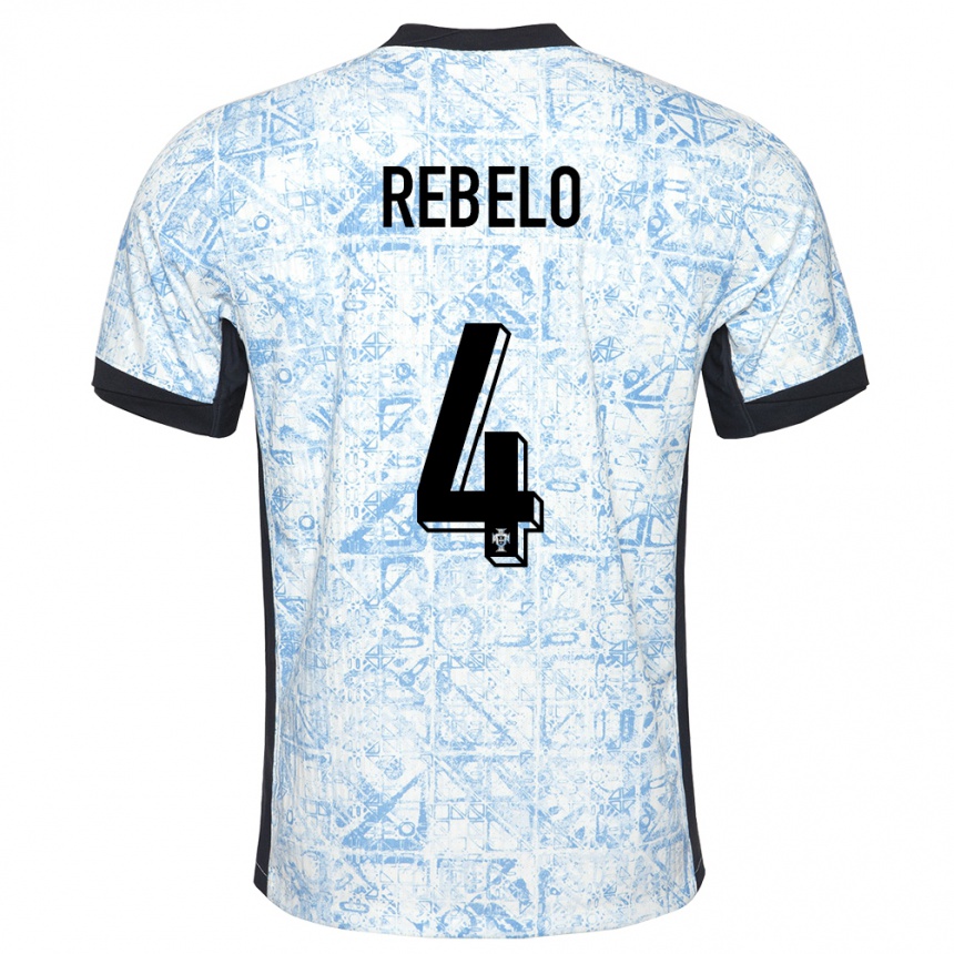 Kids Football Portugal Silvia Rebelo #4 Cream Blue Away Jersey 24-26 T-Shirt