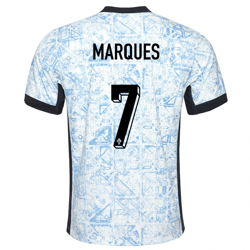 Kids Football Portugal Vanessa Marques #7 Cream Blue Away Jersey 24-26 T-Shirt