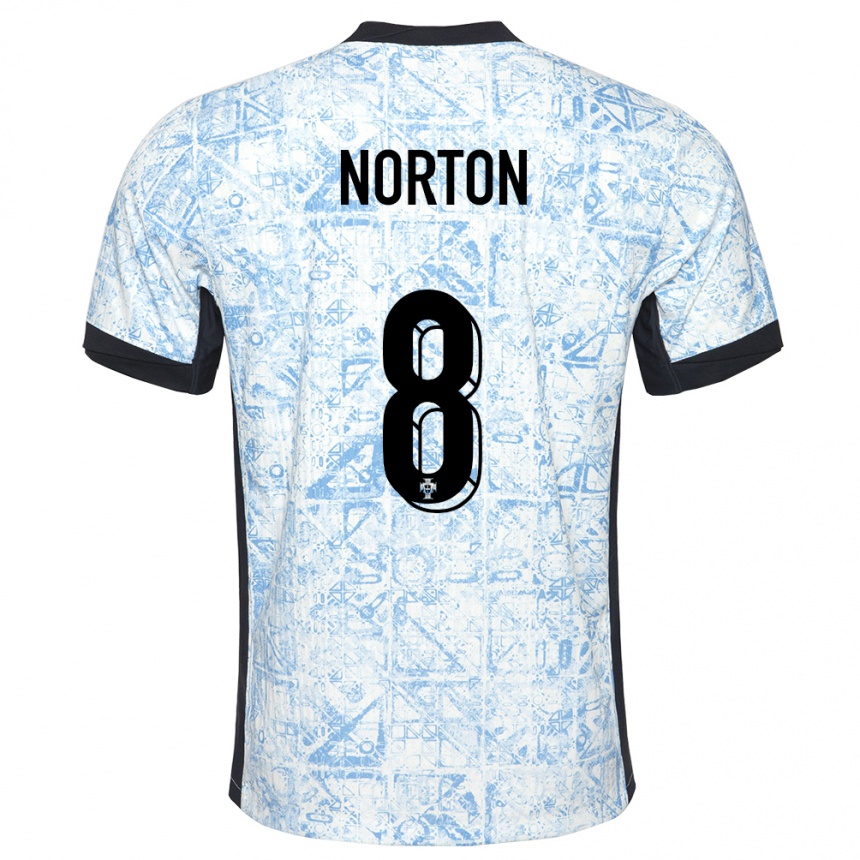 Kids Football Portugal Andreia Norton #8 Cream Blue Away Jersey 24-26 T-Shirt