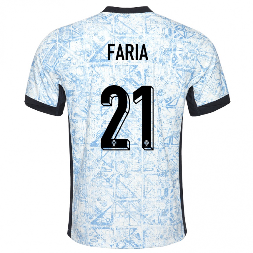 Kids Football Portugal Andreia Faria #21 Cream Blue Away Jersey 24-26 T-Shirt