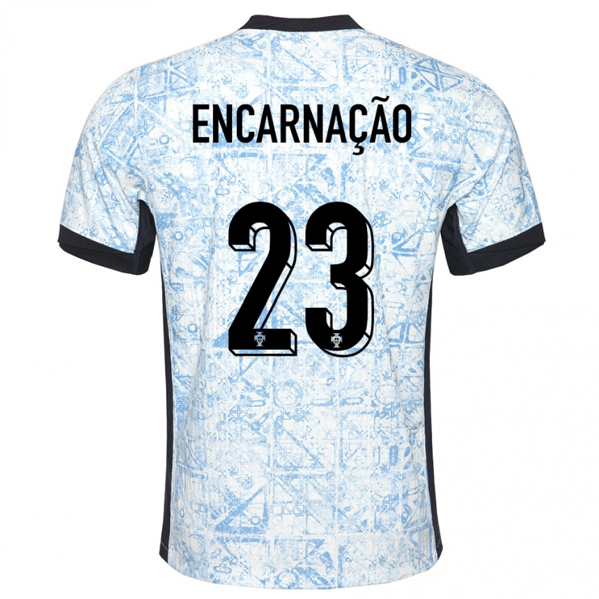 Kids Football Portugal Telma Encarnacao #23 Cream Blue Away Jersey 24-26 T-Shirt