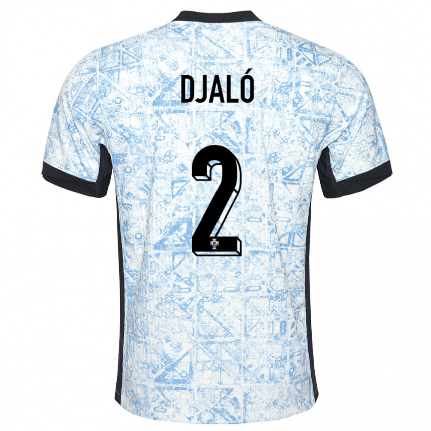 Kids Football Portugal Tiago Djalo #2 Cream Blue Away Jersey 24-26 T-Shirt