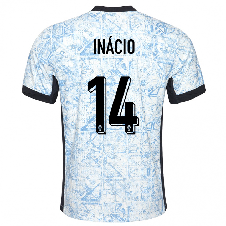 Kids Football Portugal Goncalo Inacio #14 Cream Blue Away Jersey 24-26 T-Shirt