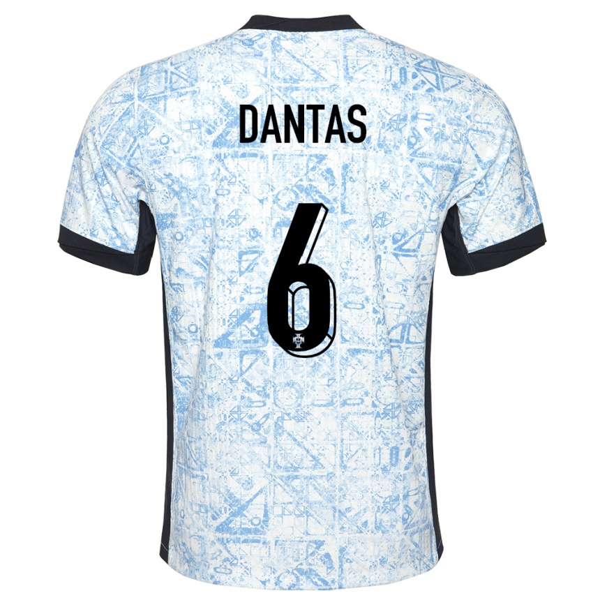 Kids Football Portugal Tiago Dantas #6 Cream Blue Away Jersey 24-26 T-Shirt