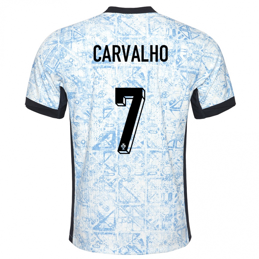 Kids Football Portugal Fabio Carvalho #7 Cream Blue Away Jersey 24-26 T-Shirt