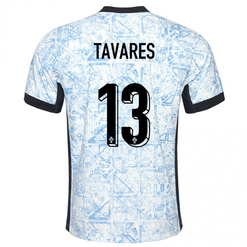 Kids Football Portugal Nuno Tavares #13 Cream Blue Away Jersey 24-26 T-Shirt