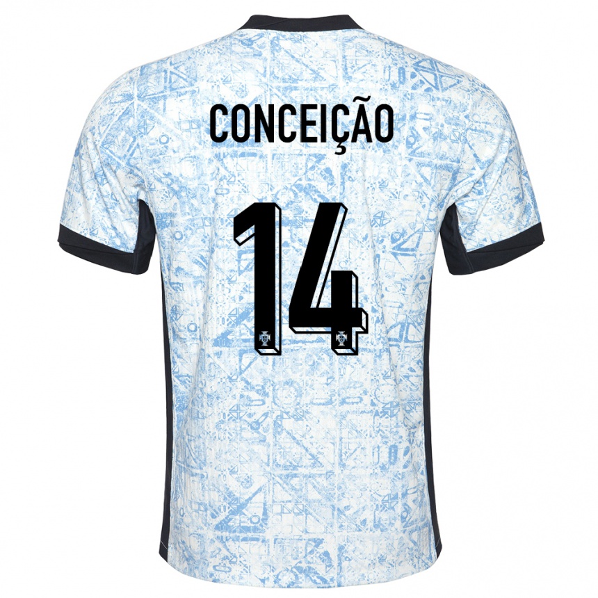 Kids Football Portugal Rodrigo Conceicao #14 Cream Blue Away Jersey 24-26 T-Shirt