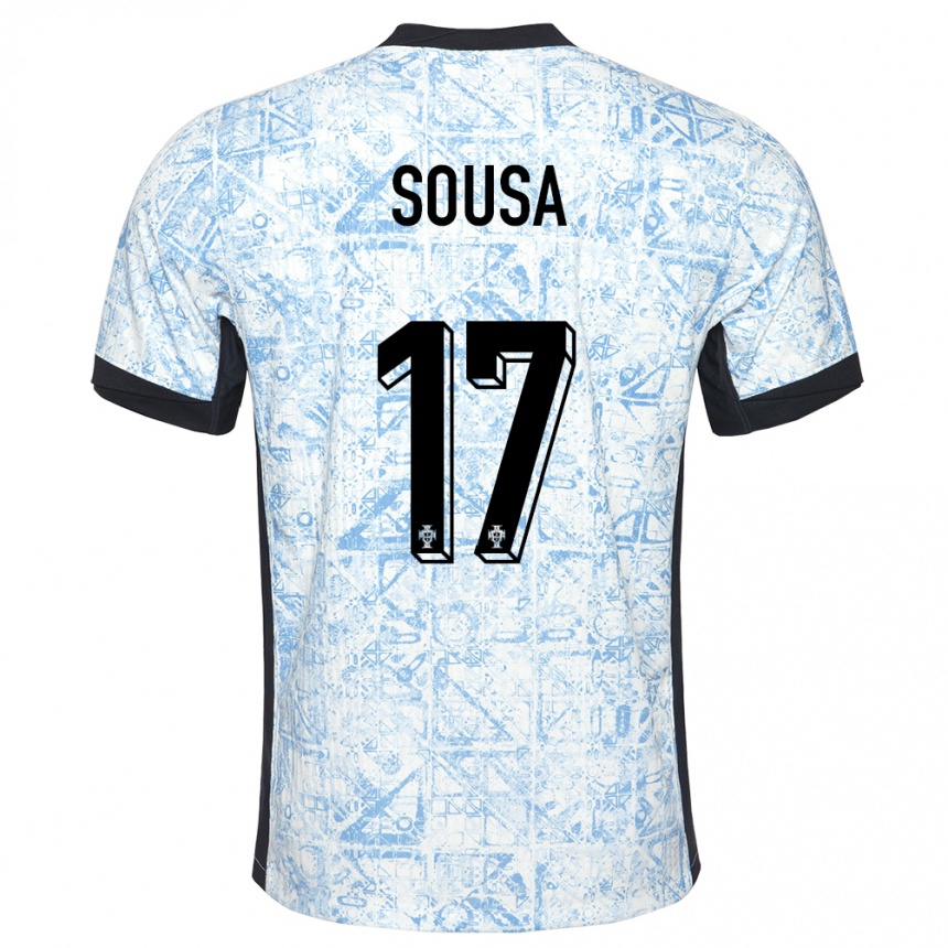 Kids Football Portugal Vasco Sousa #17 Cream Blue Away Jersey 24-26 T-Shirt