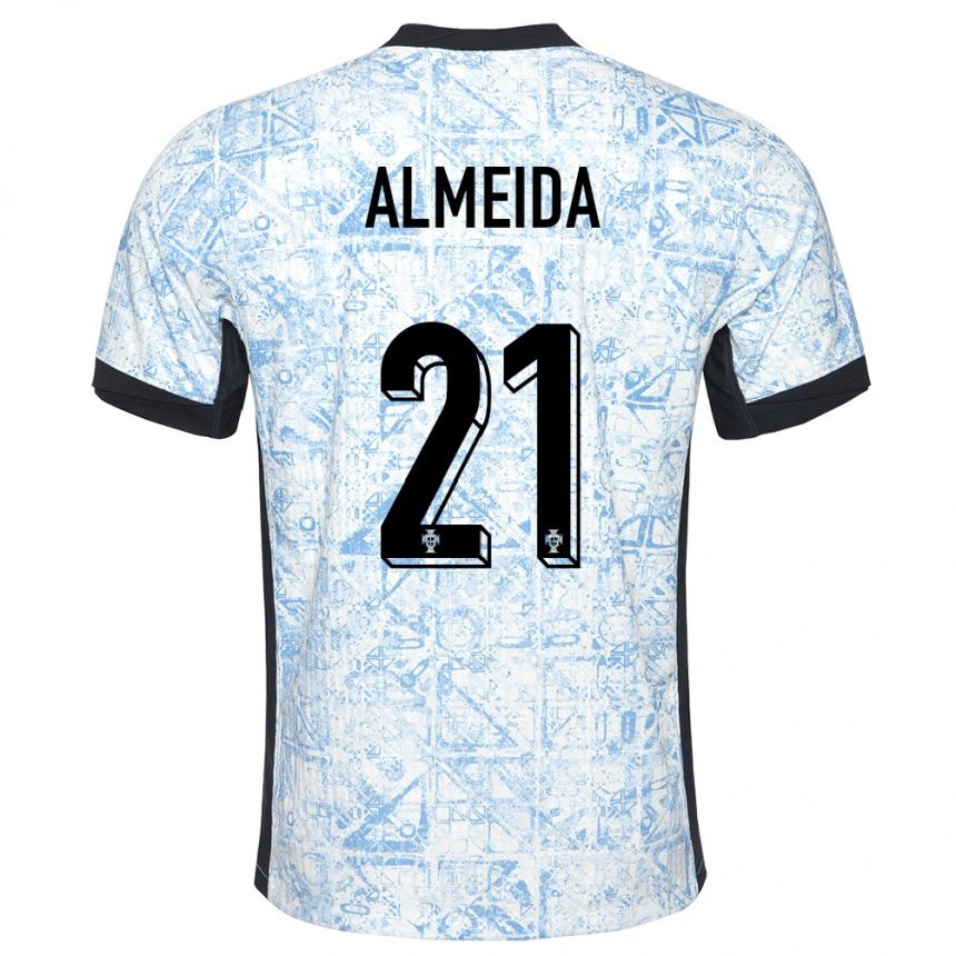 Kids Football Portugal Andre Almeida #21 Cream Blue Away Jersey 24-26 T-Shirt