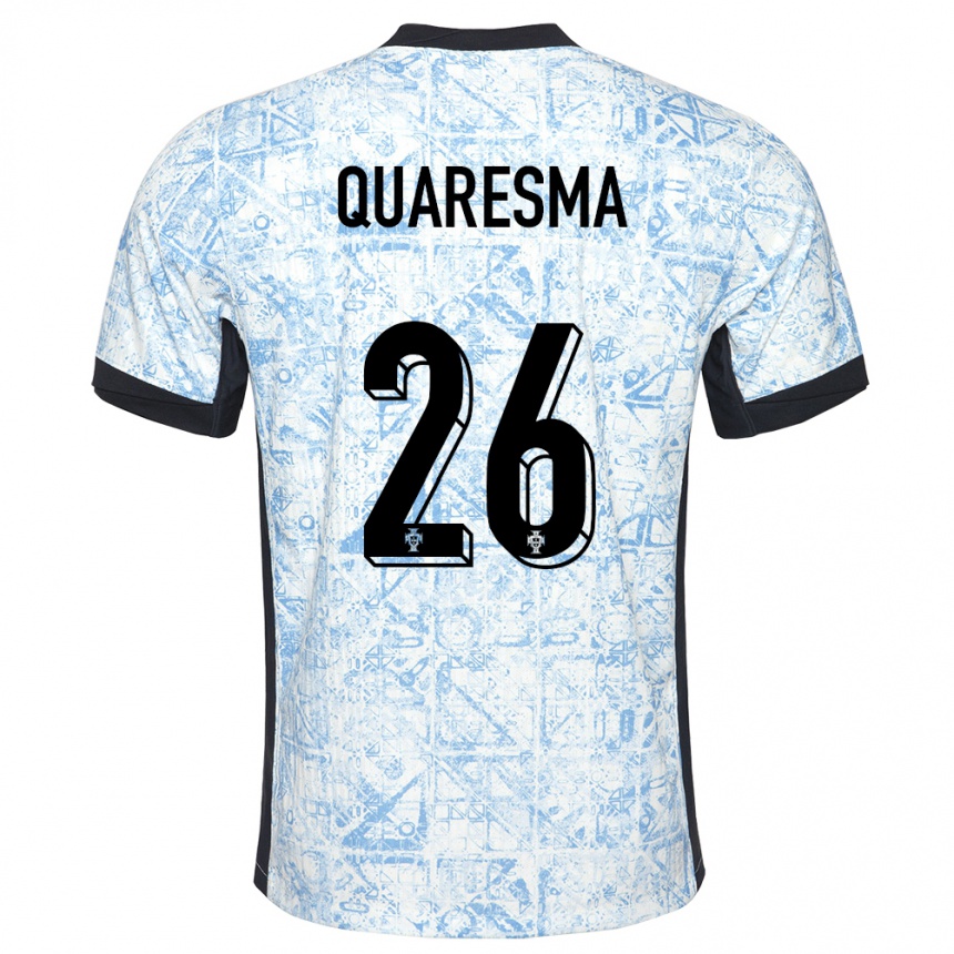 Kids Football Portugal Eduardo Quaresma #26 Cream Blue Away Jersey 24-26 T-Shirt