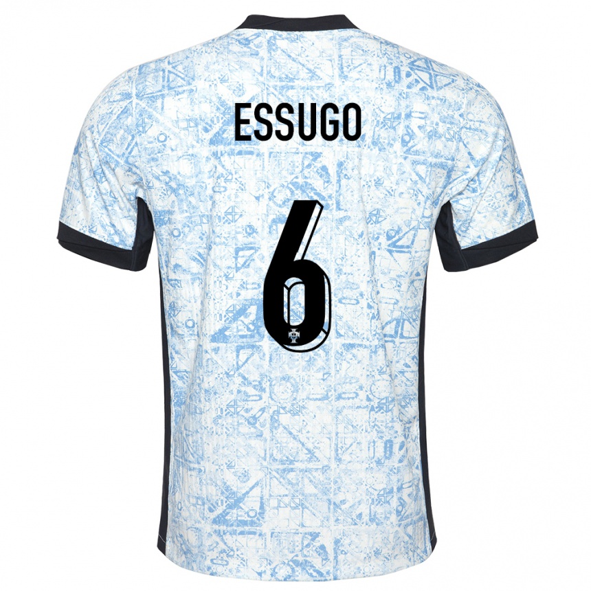 Kids Football Portugal Dario Essugo #6 Cream Blue Away Jersey 24-26 T-Shirt