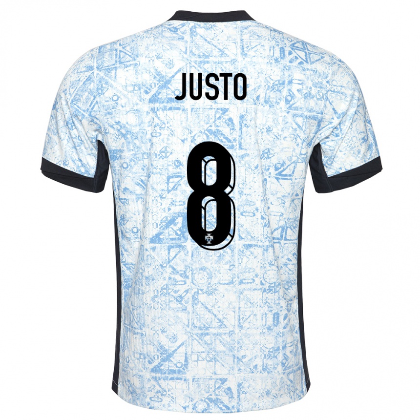 Kids Football Portugal Samuel Justo #8 Cream Blue Away Jersey 24-26 T-Shirt