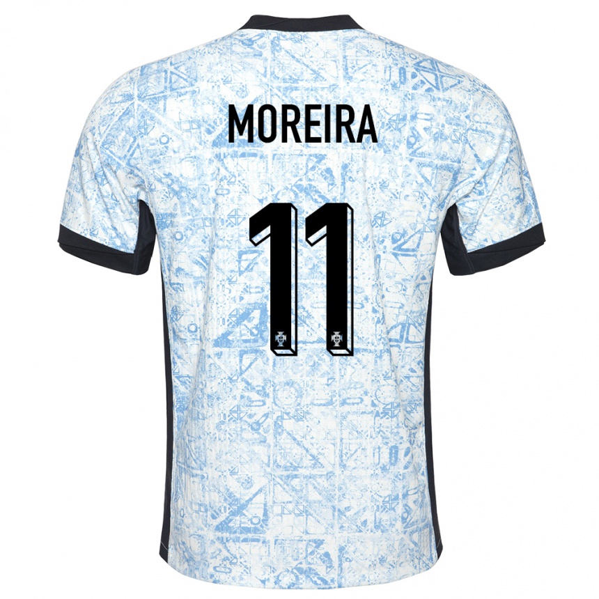 Kids Football Portugal Diego Moreira #11 Cream Blue Away Jersey 24-26 T-Shirt