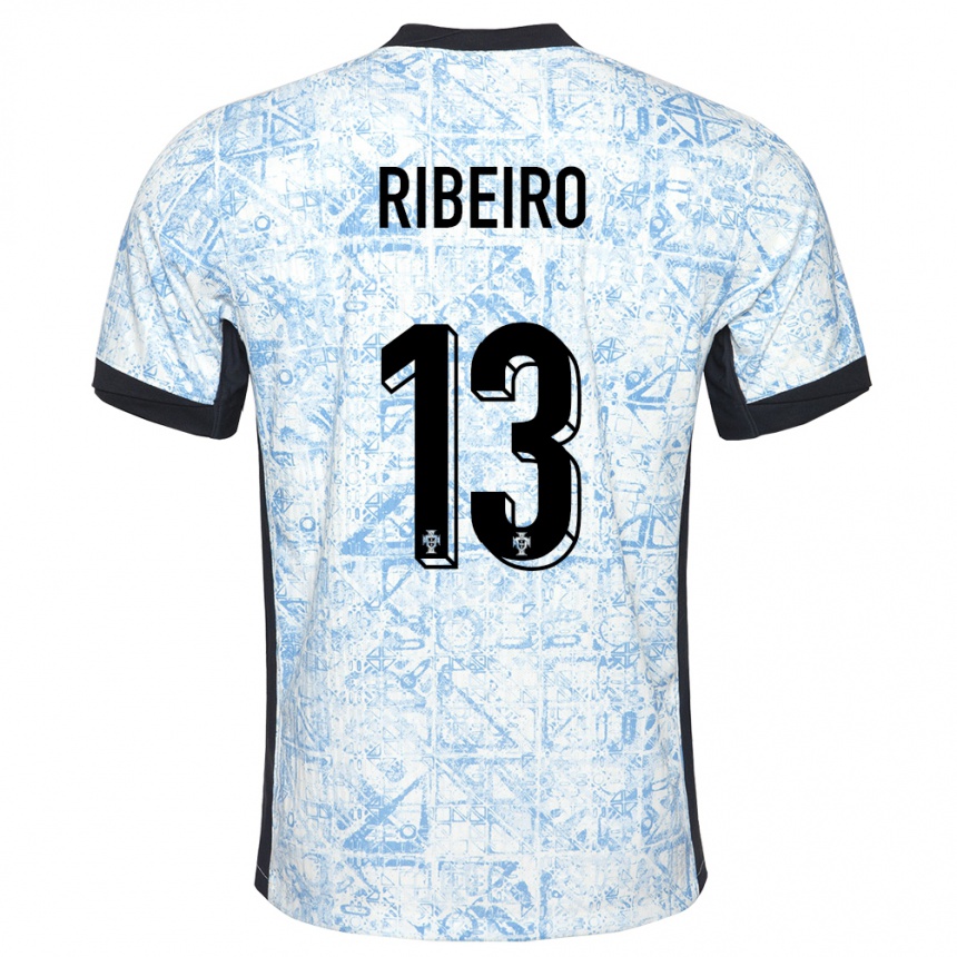 Kids Football Portugal Antonio Ribeiro #13 Cream Blue Away Jersey 24-26 T-Shirt