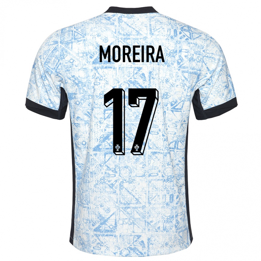 Kids Football Portugal Afonso Moreira #17 Cream Blue Away Jersey 24-26 T-Shirt