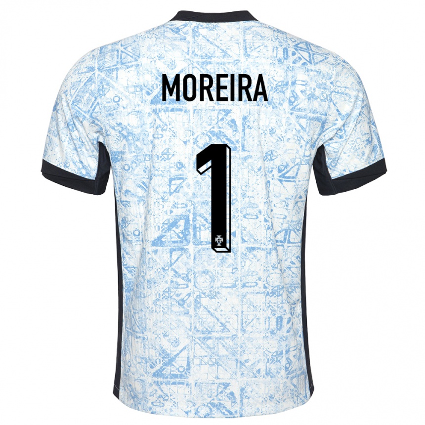 Kids Football Portugal Andre Moreira #1 Cream Blue Away Jersey 24-26 T-Shirt