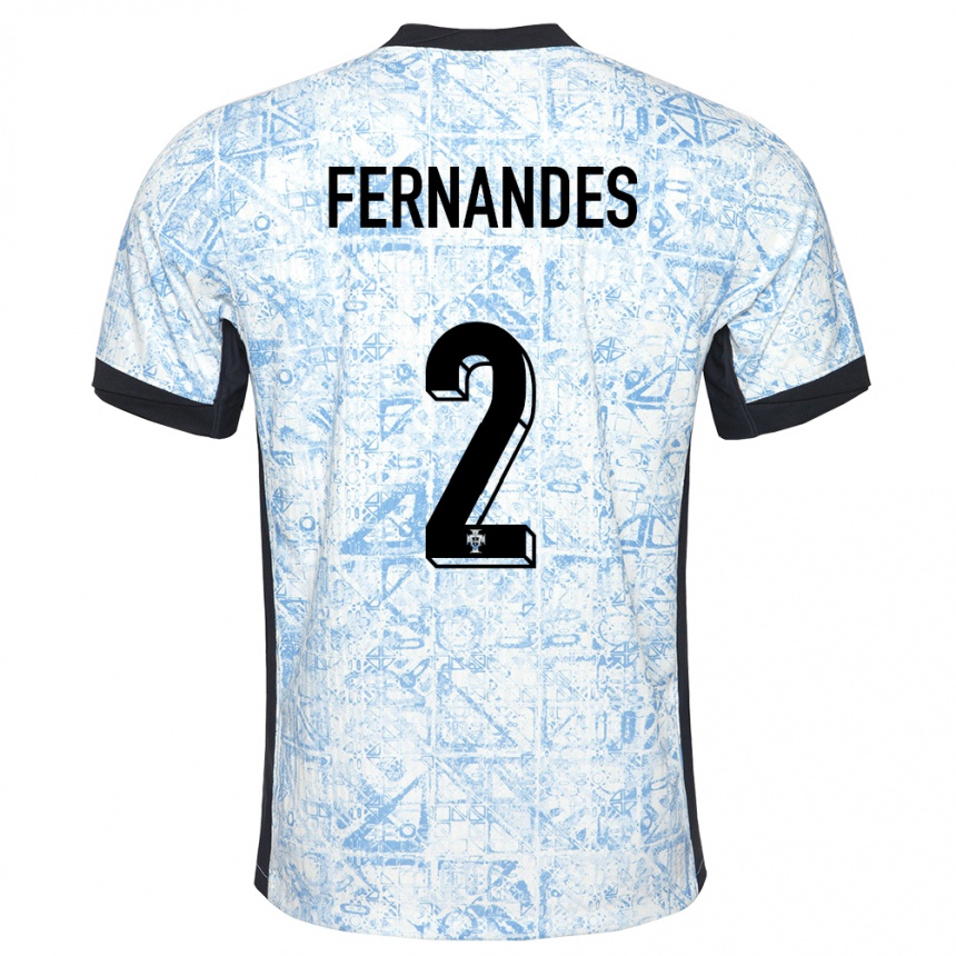 Kids Football Portugal Martim Fernandes #2 Cream Blue Away Jersey 24-26 T-Shirt