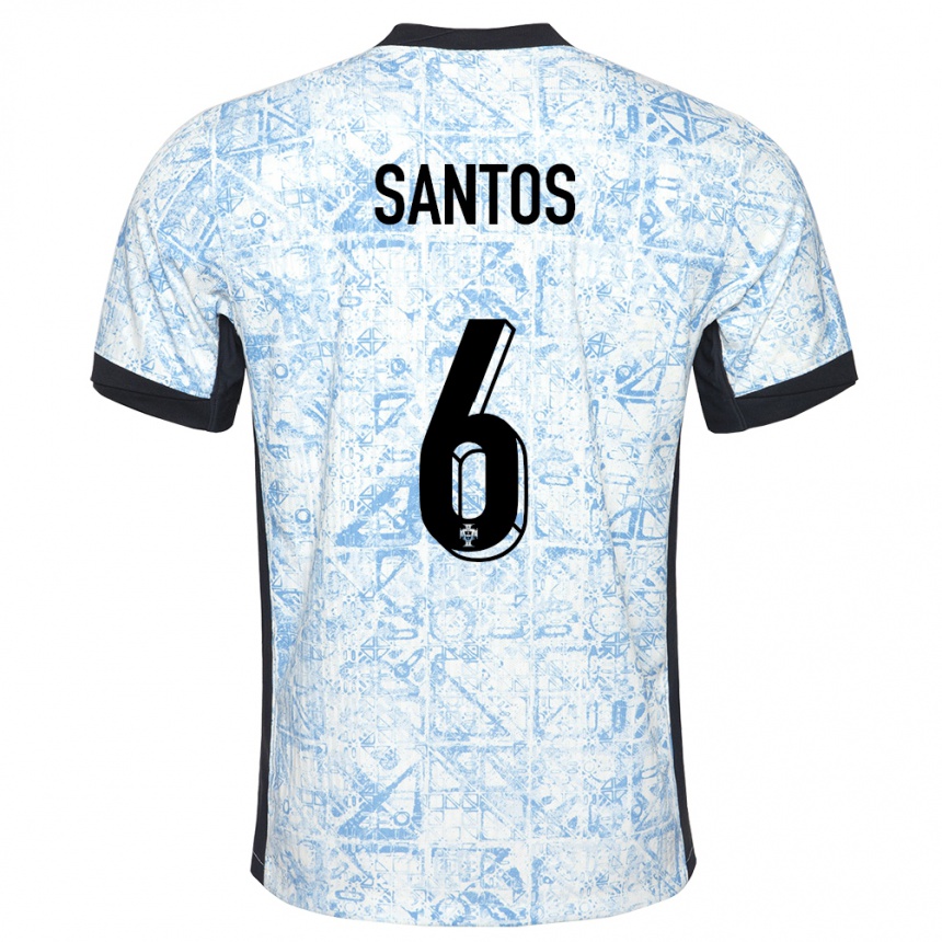 Kids Football Portugal Vasco Santos #6 Cream Blue Away Jersey 24-26 T-Shirt