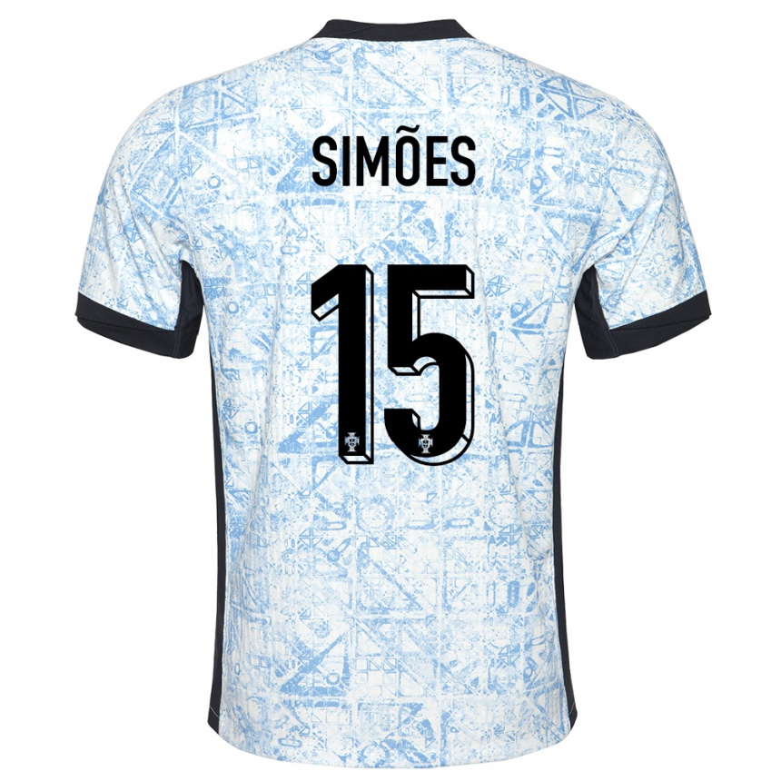 Kids Football Portugal Joao Simoes #15 Cream Blue Away Jersey 24-26 T-Shirt