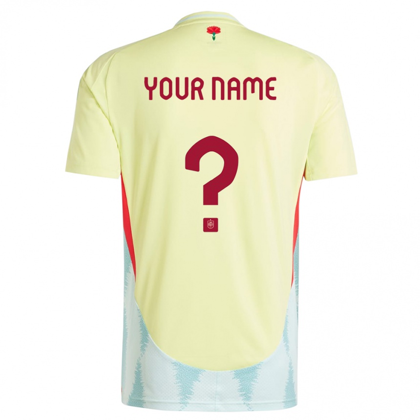 Kids Football Spain Your Name #0 Yellow Away Jersey 24-26 T-Shirt