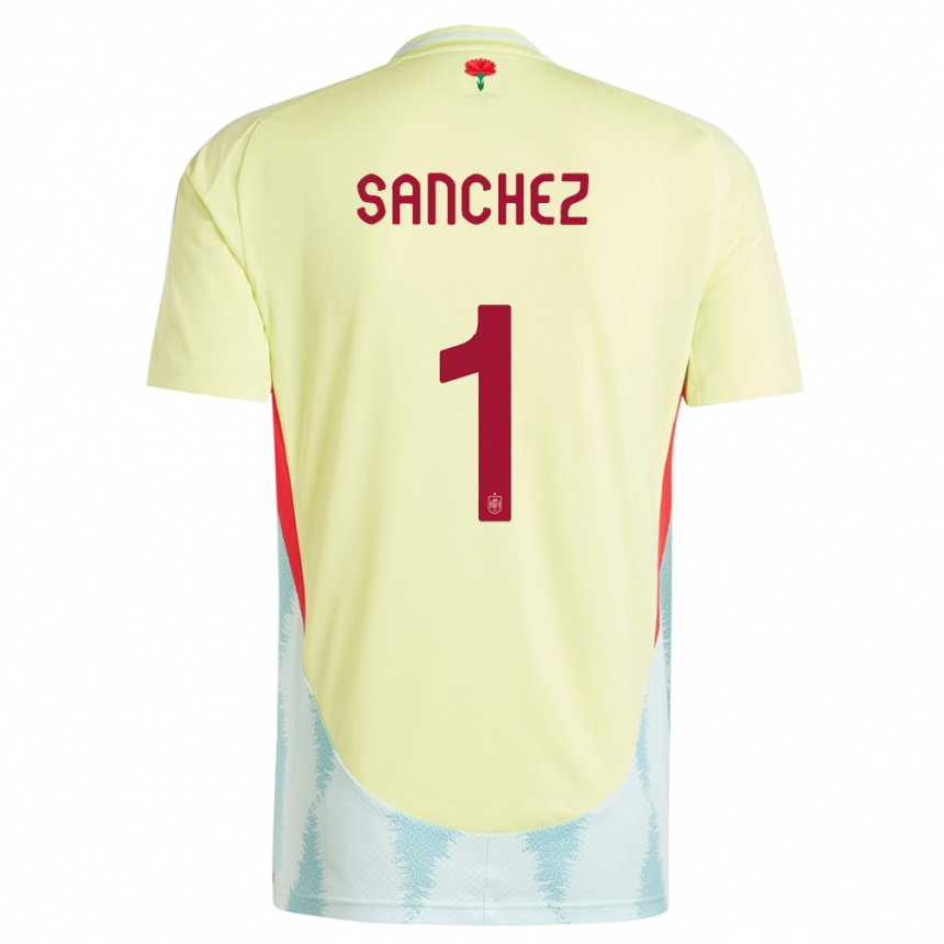 Kids Football Spain Robert Sanchez #1 Yellow Away Jersey 24-26 T-Shirt