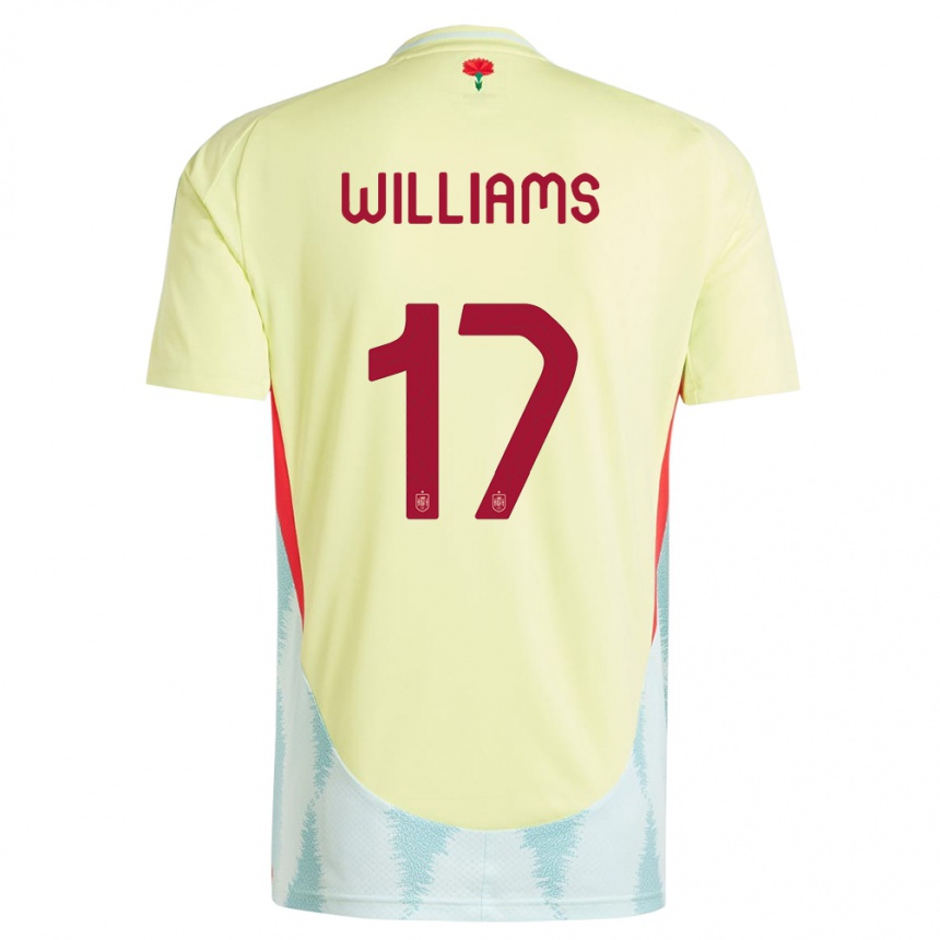 Kids Football Spain Nico Williams #17 Yellow Away Jersey 24-26 T-Shirt