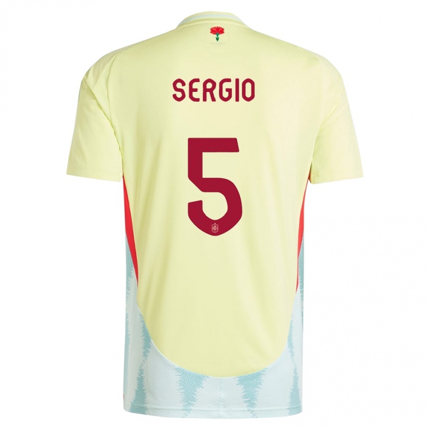 Kids Football Spain Sergio Busquets #5 Yellow Away Jersey 24-26 T-Shirt