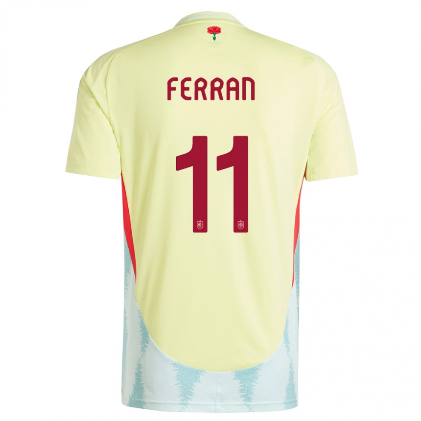 Kids Football Spain Ferran Torres #11 Yellow Away Jersey 24-26 T-Shirt