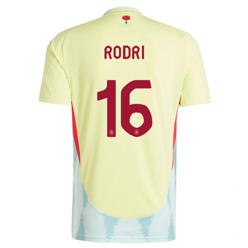 Kids Football Spain Rodri #16 Yellow Away Jersey 24-26 T-Shirt