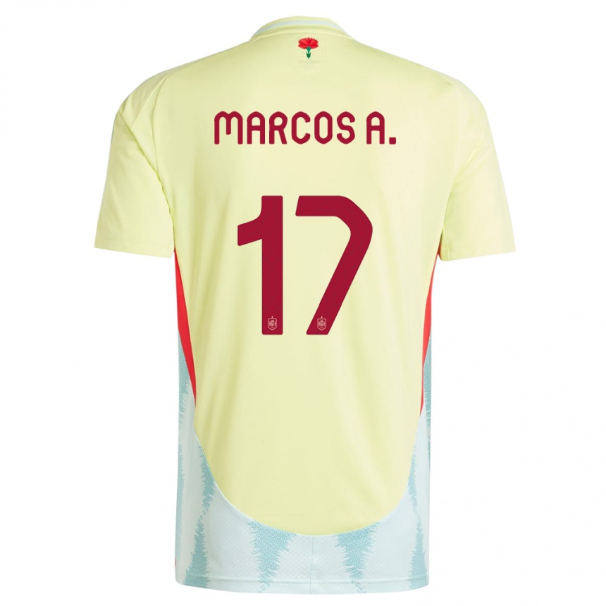 Kids Football Spain Marcos Alonso #17 Yellow Away Jersey 24-26 T-Shirt