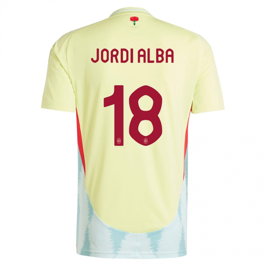 Kids Football Spain Jordi Alba #18 Yellow Away Jersey 24-26 T-Shirt