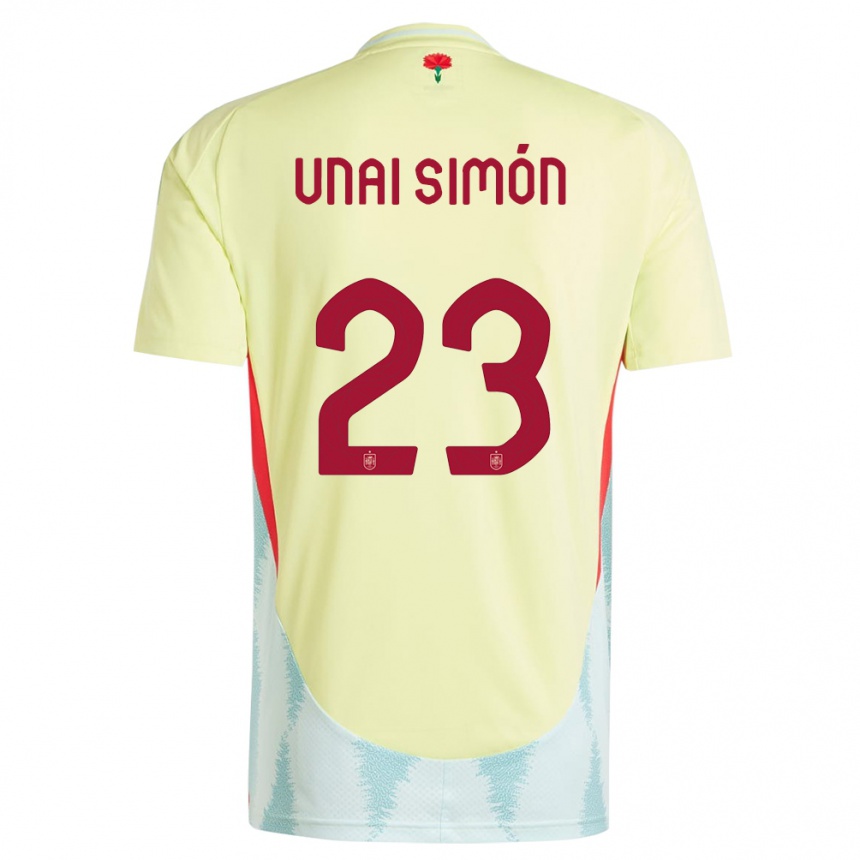 Kids Football Spain Unai Simon #23 Yellow Away Jersey 24-26 T-Shirt