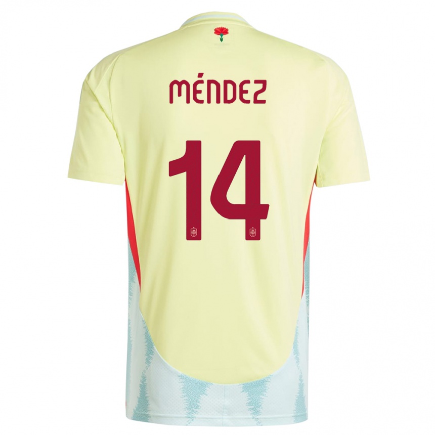 Kids Football Spain Maria Mendez #14 Yellow Away Jersey 24-26 T-Shirt