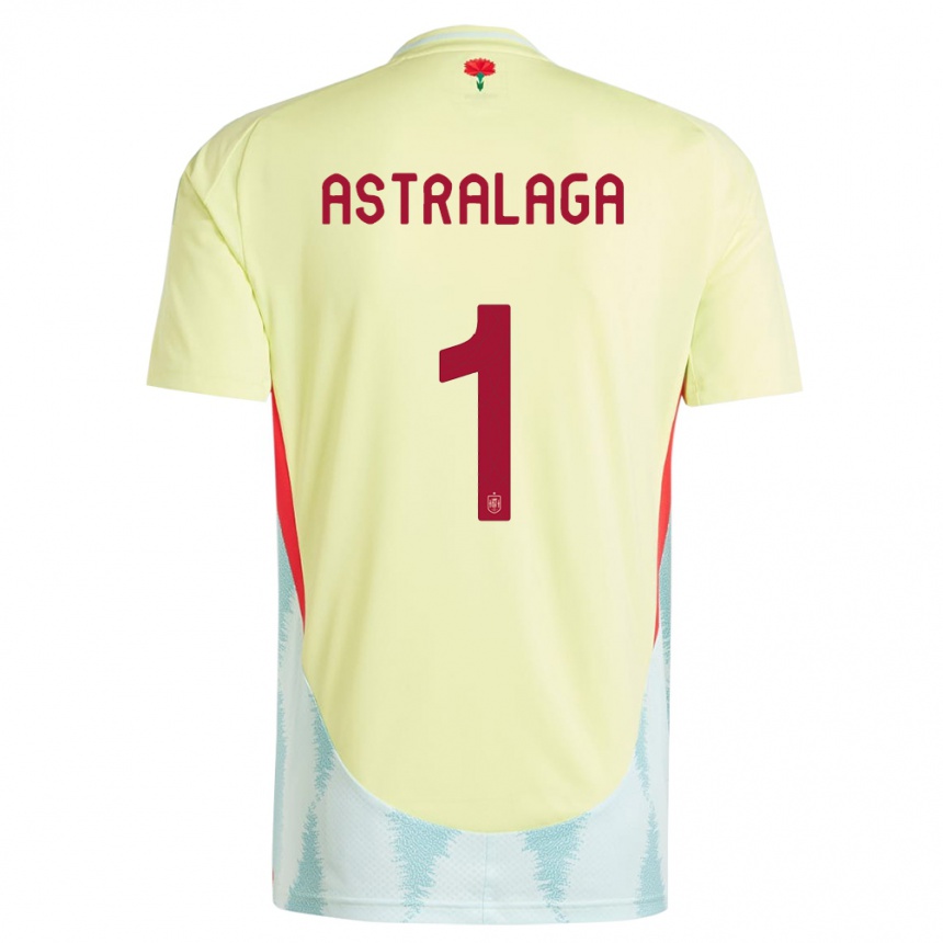 Kids Football Spain Ander Astralaga #1 Yellow Away Jersey 24-26 T-Shirt
