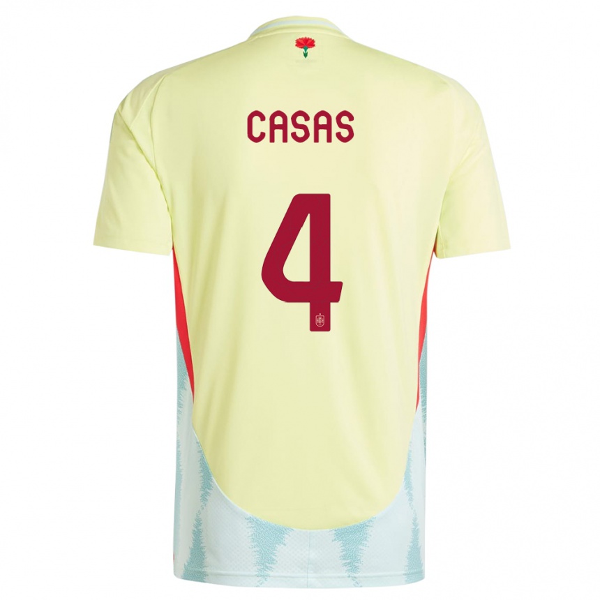 Kids Football Spain Arnau Casas #4 Yellow Away Jersey 24-26 T-Shirt