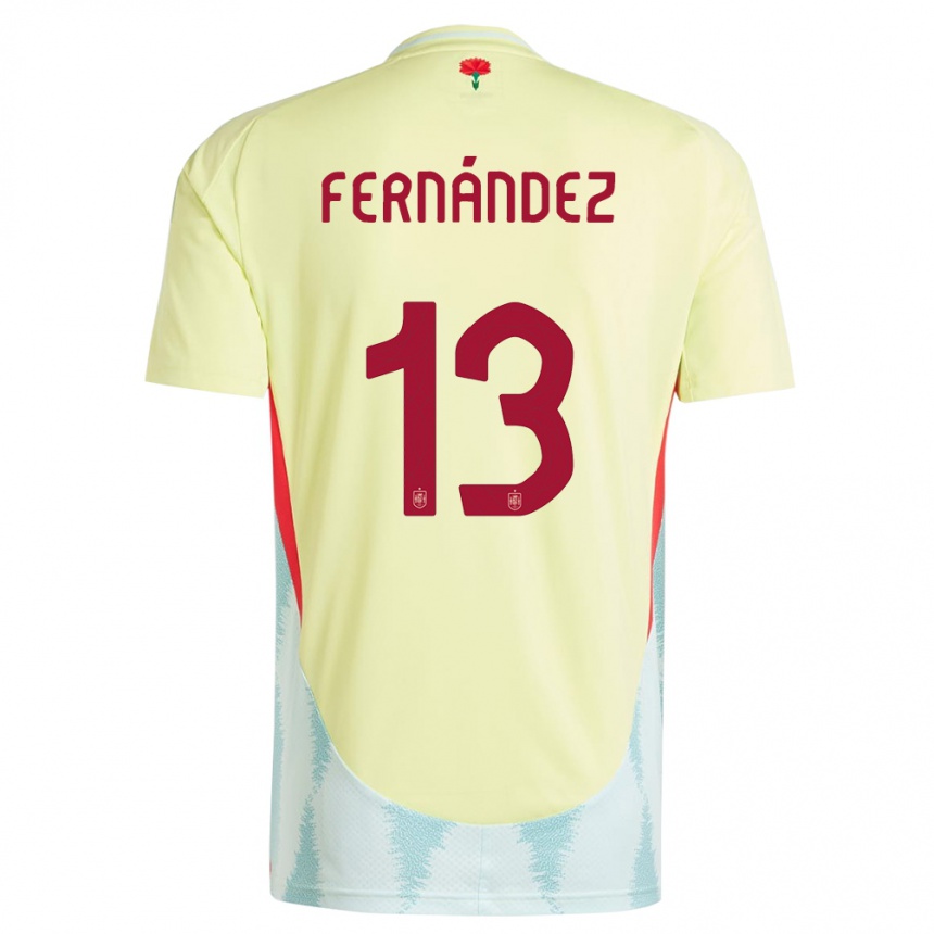 Kids Football Spain Cesar Fernandez #13 Yellow Away Jersey 24-26 T-Shirt