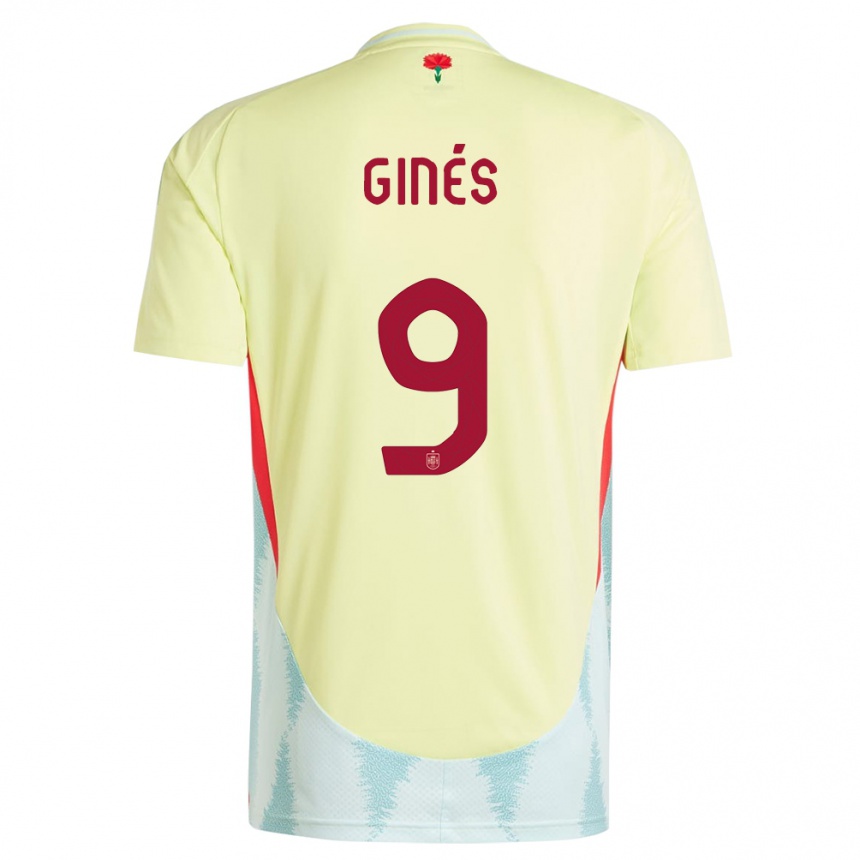 Kids Football Spain Alvaro Gines #9 Yellow Away Jersey 24-26 T-Shirt