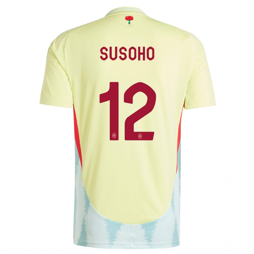 Kids Football Spain Mahamadou Susoho #12 Yellow Away Jersey 24-26 T-Shirt