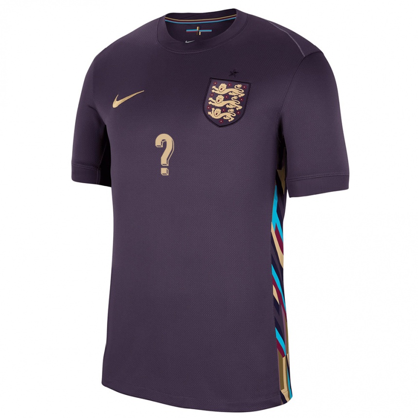 Kids Football England Your Name #0 Dark Raisin Away Jersey 24-26 T-Shirt